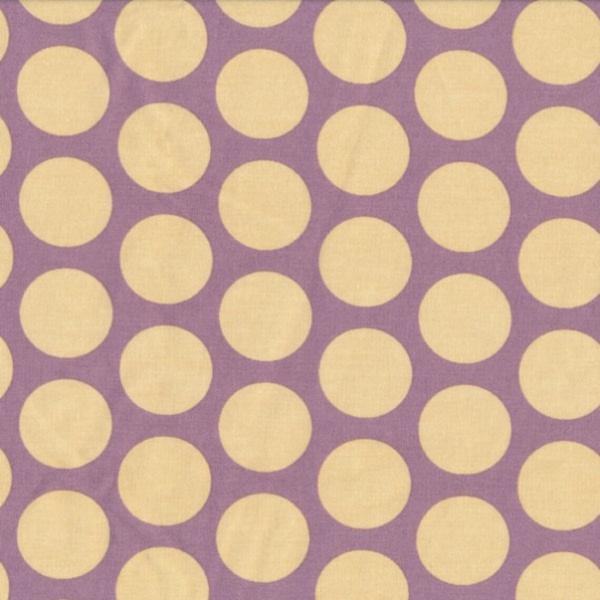 AU MAISON Wachstuch Super Dots Lavender große Tupfen flieder gelb, beschichtete Baumwolle